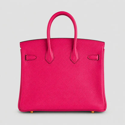 Hermès Birkin 25 Chèvre Rose Pourpre Gold — Rückansicht | Luren Authentisch