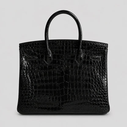 Hermès Birkin 30 Croco Porosus Noir Palladium — Rückansicht | Luren Authentisch