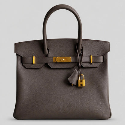 Hermès Birkin 30 Epsom Gris Gold — Hauptansicht Vorderseite | Luren Authentisch