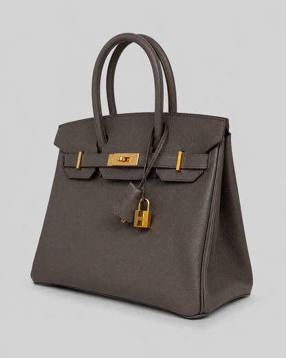 Hermès Birkin 30 Epsom Gris Gold — Seitenansicht | Luren Authentisch