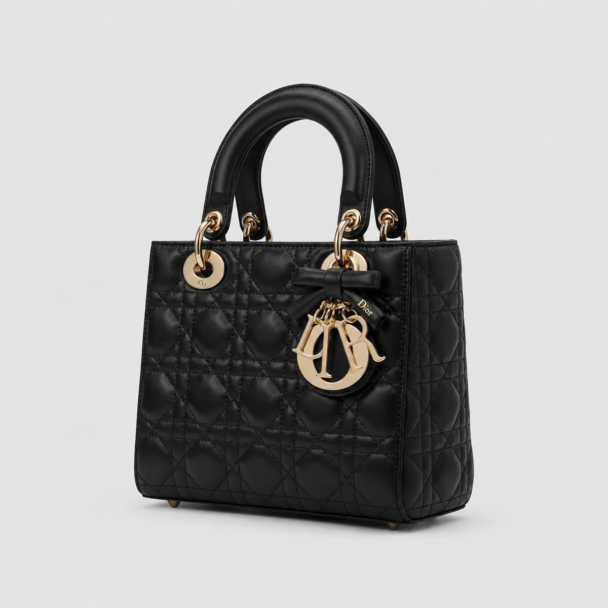 Lady Dior Cannage Lammleder Schwarz — Seitenansicht | Luren Authentisch